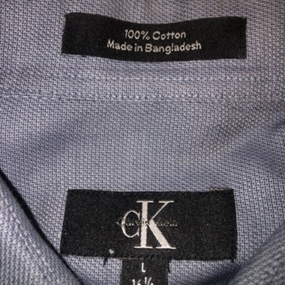 Calvin Klein Button Up Shirt Adult Large Gray White Casual Mens Long Sleeve - Picture 2 of 9